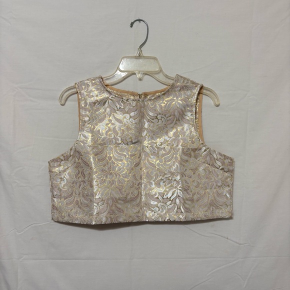 Boohoo Tops - Beige and gold sleeveless brocade blouse,